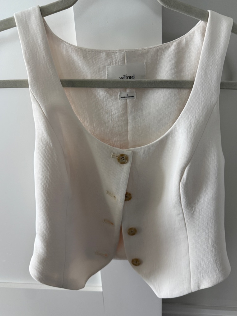 Wilfred Cream Textured Button Vest